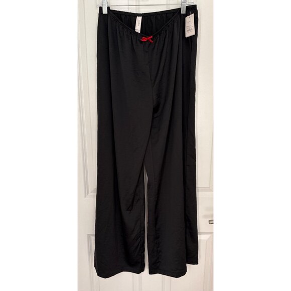 Auden Medium Satin Wide-Leg Black Sleep Pants NEW - Picture 2 of 5